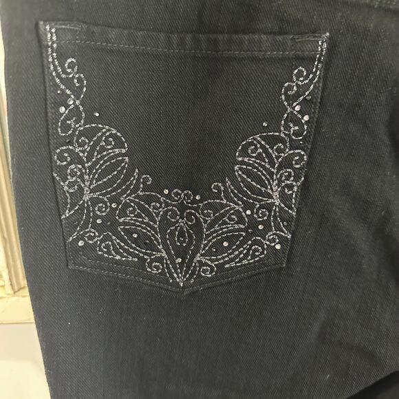 Chico’s Platinum black cropped jeans capris embellished back pockets size 3 - Picture 7 of 7